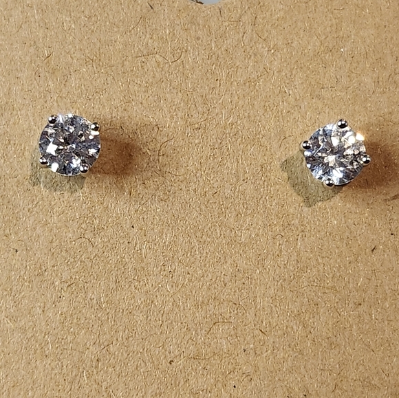 Jewelry - Sterling Silver and 3mm Cubic Zirconia Studs